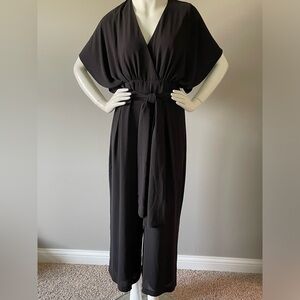 White House Black Market open back black culotte jumpsuit with tie waist…